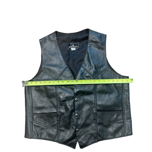 Western Express Leather Vest Black XXL Snap Buttons Cowboy Biker Western Wear - Picture 4 of 6